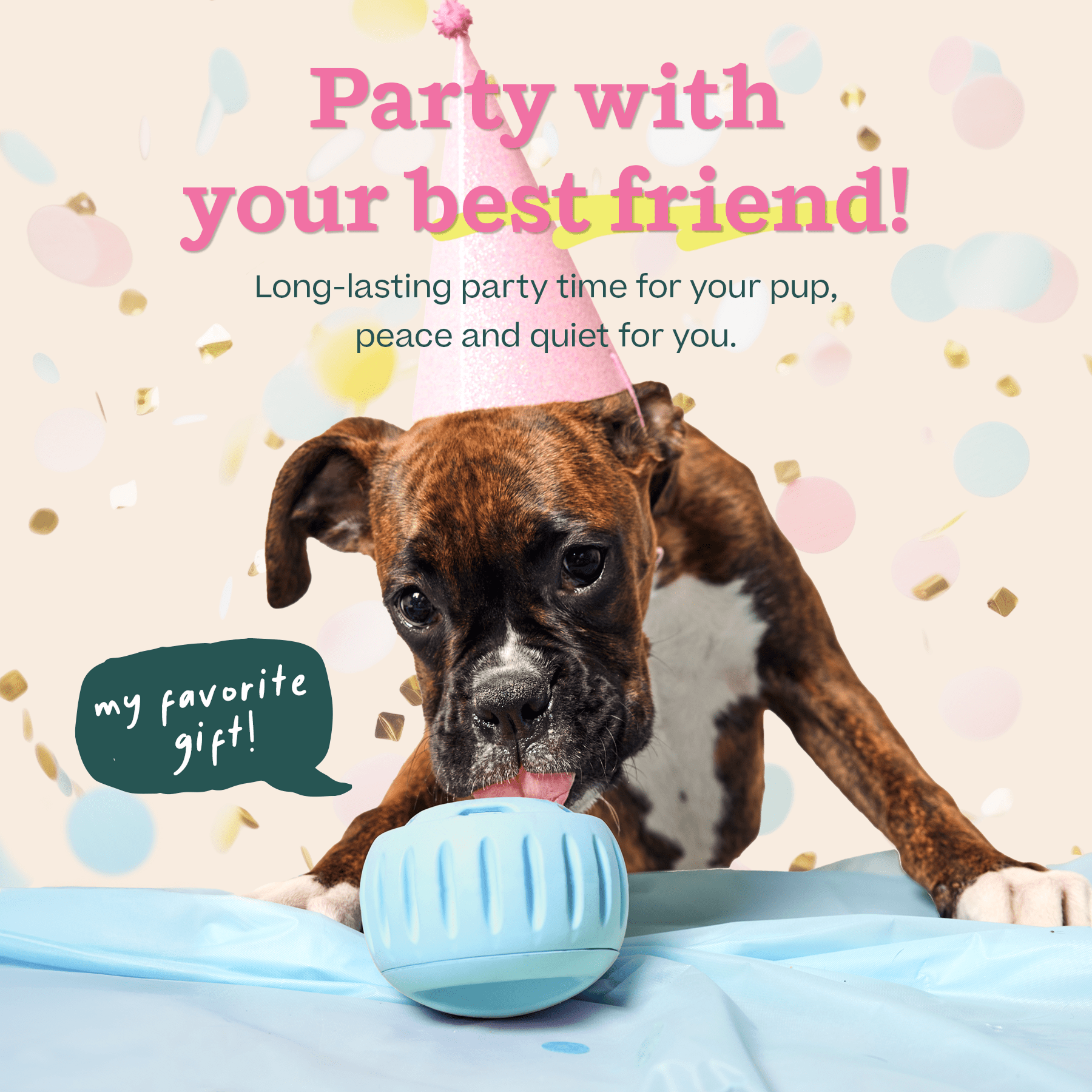 WOOF Party Pupsicle - Long-Lasting Interactive Dog Toys for Boredom - Low-Mess Design - Birthday Gift Idea - Large Dog Toys - Buddy Blue