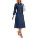 thumbnail image 4 of VESTIDO DE MEZCLILLA PARA MUJER INSPIRE CHIC, CORTA HOLGADA, MANGA 3/4, CIERRE DE BOTONES, LONGITUD MIDI, DENIM, TALLA S, AZUL OSCURO, 4 of 6