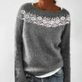 thumbnail image 2 of VISALY Isle Sweater Top Fall Winter Clothes Knitted Pullover Cropped Sweater Vintage Oversized Sweaters Crew Neck Sweaters for Women Trendy Work Outfits Soft-Touch Basic Sweater Tops Grey 4XL, 2 of 4