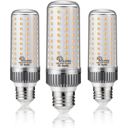 

E26 LED Bulb 25W LED Corn Light Bulb 200W Equivalent 3000K Warm White 2500LM Non-dimmable Flicker Free Ceiling Fan LED Corn Bulb for Indoor Outdoor Home Garage 3-Pack