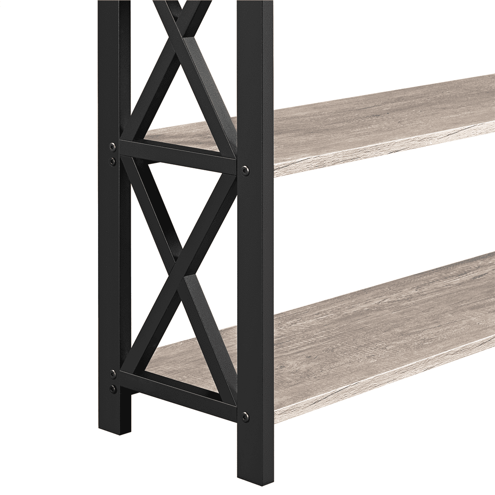 Renwick Vintage Wooden Console Table with 1 Drawer and 2 Open Shelves for Livingroom, Gray