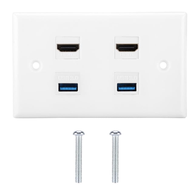 Video Panel De Placa De Pared Hdtv Hdmi + 2 Puertos Usb3.0 Cubierta De Acoplador Hdmi Audio Video Hdtv Panel De Placa De Pared 2 Puertos seitruly EL006611-00