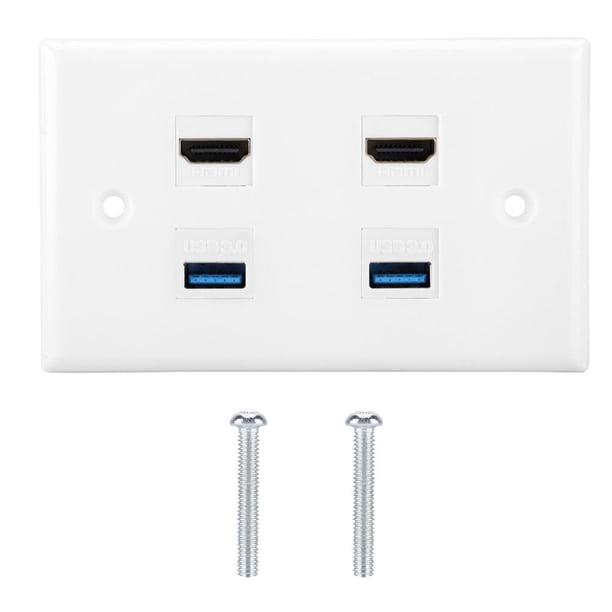 Video Panel De Placa De Pared Hdtv Hdmi + 2 Puertos Usb3.0 Cubierta De Acoplador Hdmi Audio Video Hdtv Panel De Placa De Pared 2 Puertos Yuarrent EL006611-00