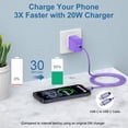 thumbnail image 3 of Type C Block, 2 Pack PD 20W USB C Charger Block with 6FT USB C to C Charging Cable, Type C Charger Block Fast Charging USB C Brick Cube Charger Station Power Base Compatible for iPhone Samsung, Mixed, 3 of 7