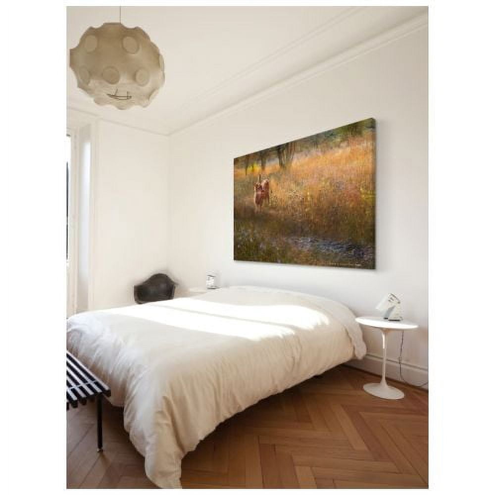 "Flowered Meadow Fawn" Painting Print on Wrapped Canvas
