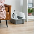 thumbnail image 3 of IRIS Open Top Cat Litter Tray with Scoop and Scatter Shield, Cat Litter Pan, Gray, 3 of 6