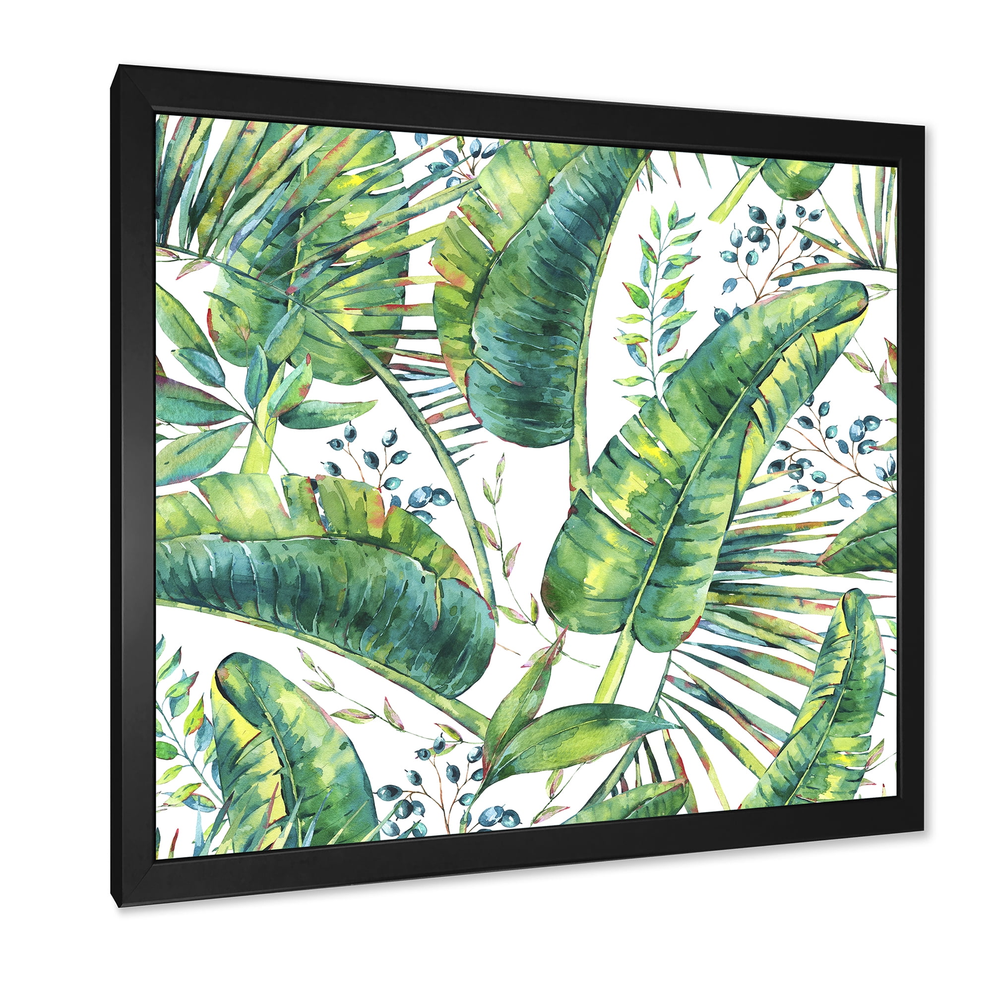 Designart 'Ancient Pattern Of Banana Leaves' Lake House Framed Art Print