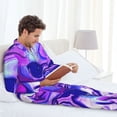 thumbnail image 6 of Uemuo Swirl Print Blue Purple1 Pattern 2-Piece Loungewear Set - Men’s Soft Sleepwear, Cozy Winter PJs, Comfy Sleep Set-Medium, 6 of 7