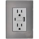 thumbnail image 1 of Contacto Pared Armado con USB Inoxium1X1U1BSilver 1Pza USB A/USB C/Contacto Duplex 110/125-250VCA 15A 50/60Hz 5VDC 3A Pl, 1 of 4