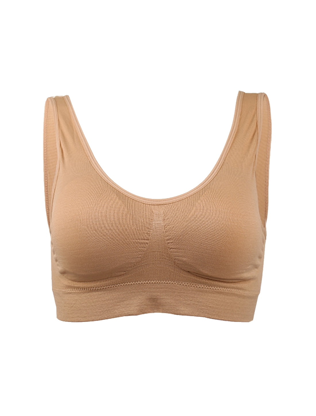 Women Fitness Seamless High Impact Pocket Sport Bra XXL fit 36A/B Beige