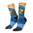 thumbnail image 1 of Balery Stained Glass Ocean Wave Calcetas Largas con Estampado para Hombre y Mujer – Suaves y Transpirables, Talla Única (US 5-11), 1 of 6