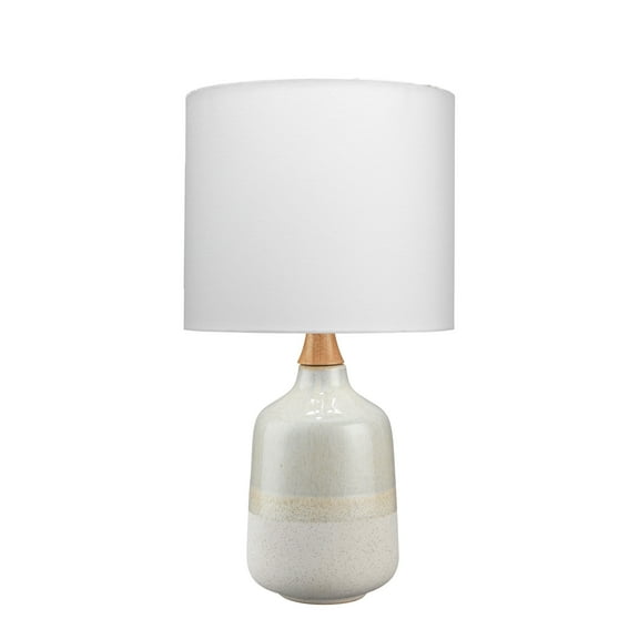 J&D Designs Alice Coastal Ceramic and Rubber Wood Table Lamp in Cream/Light Blue