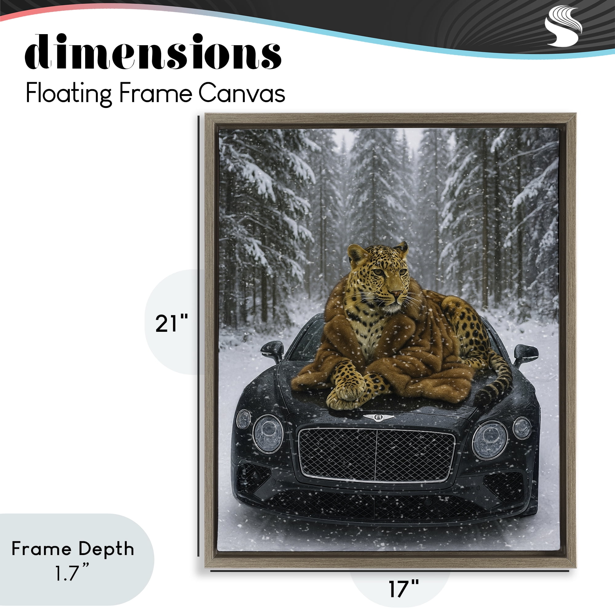 Stupell Industries Luxurious Leopard Winter Woods Brown Framed Floater Canvas Wall Art, design by Grotto Studios