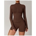 thumbnail image 3 of Top-kevin 2 Piece Seamless Ribbed Workout Sets With Zip Up Jacket High Waisted Gym Yoga Leggings, 3 of 6