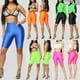 thumbnail image 3 of Pantalones cortos de ciclismo para mujer y hombre, Shorts de cintura alta brillantes, superelásticos, de neón, bailando, 3 of 4
