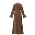 thumbnail image 4 of ZANZEA Womens Dresses Party Crew Neck Long Sleeve Pleated Side Slit Dress, 4 of 12