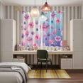 thumbnail image 4 of Spring Floral Kitchen Curtains Window Panels, Purple Pink Blue Flower Botanical Ombre Insulated Window Treatment Curtain, Grommet Curtains for Bedroom/Living Room/Bathroom, 2 Piece 52"Wx84"L, 4 of 8