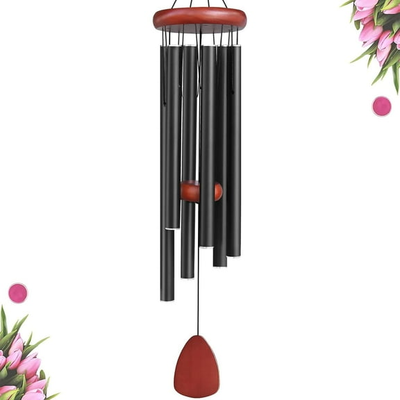 ZHUYING Large Aluminium Wind Chimes Outside, Soothing Melodic Wind Chime, Suitable Outdoor Garden Patio Decor, Gift for Mom Women Neighbors (36 Inches Black)
