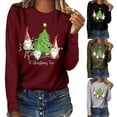 thumbnail image 2 of USSUMA Women's Merry Christmas Tees Tunics, Shirts for Women Dressy Casual Long-Sleeve Scoop Neck Basic Stretch Autumn Tshirt Xmas Snowflake Wine Glass Printed Tunic Shirts Tops, 2 of 8