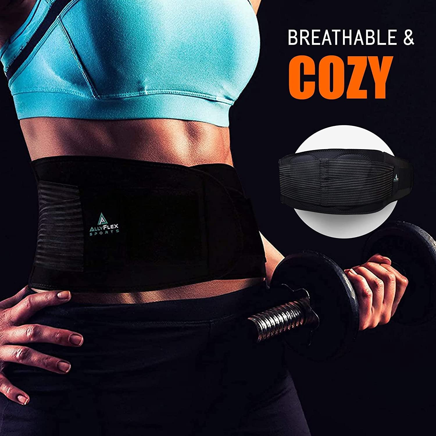 AllyFlex Adjustable Back Brace and Lumbar Support for Women and Men, Orthopedic Back Belt for Lower Back Pain Relief and Posture Correction, Xlarge/XXLarge