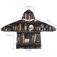 thumbnail image 7 of Black Halloween Skull Book Pattern Blanket Hoodies for Kids 6-13YR Oversize Wearable Blanket Hoodies for Boys Girls Teens, 7 of 7
