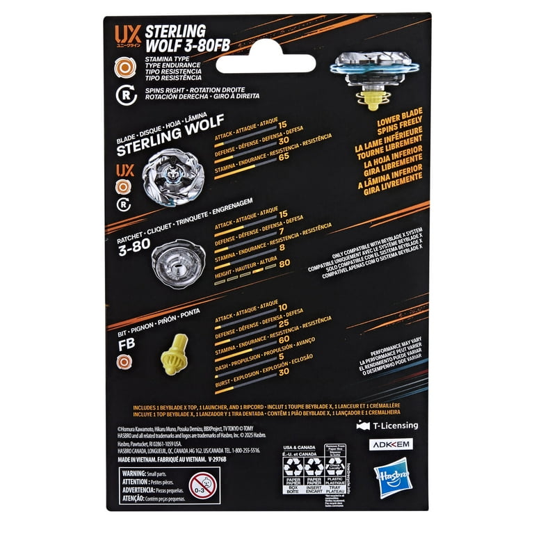 Beyblade, Beyblade X Starter Pack, Sterling Wolf 3-80FB UX