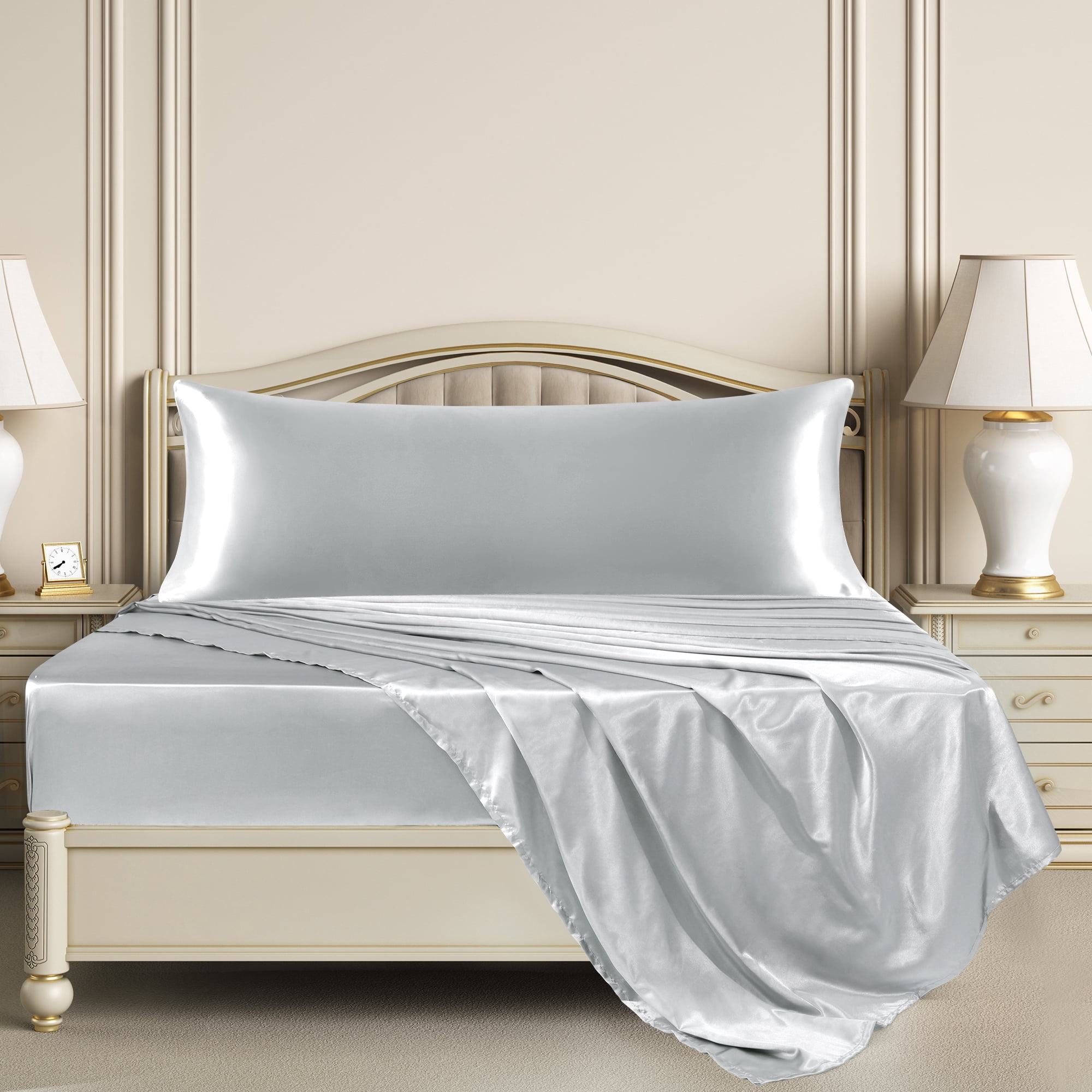 Unique Bargains Satin Envelope Closure Body Pillowcases Silver 20"x72" 1 PC