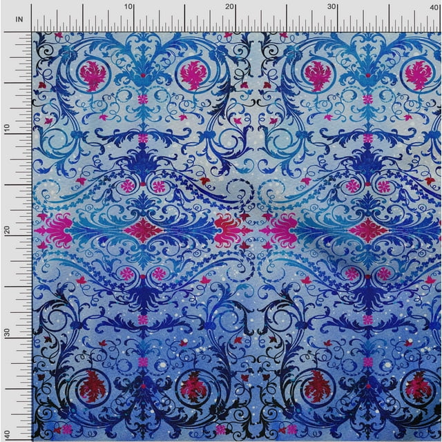 oneOone Polyester Lycra Fabric Dot|Swirl & Floral Panel Printed Craft Fabric BTY 56 Inch Wide