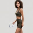 thumbnail image 3 of Women's Scalloped Edge Sports Bra Top with Wide Straps and Soft Stretch Fabric - Medium, Brown, 3 of 6