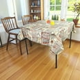 thumbnail image 3 of Serafina Home Fall Decor Farmhouse Flannel Vinyl Tablecloth: Country Rustic Farm to Table Pickup Truck Plaids Rooster Vintage Signs, Grey Orange Beige Ivory Design 52" x 90", 3 of 7