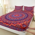 thumbnail image 3 of Manfei Bohemian Mandala Full Size Sheets 4-Piece for Girls Women, Hippie Floral Flower Bed Sheets, Red Purple Sheet Sets, Luxury Bedroom Decor, 3 of 7