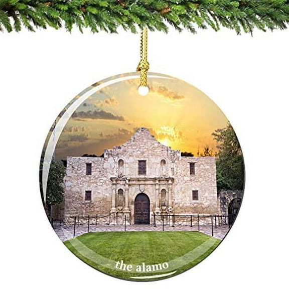 The Alamo Christmas Ornament Porcelain 2.75 Inch Double Sided Austin Texas Christmas Ornament