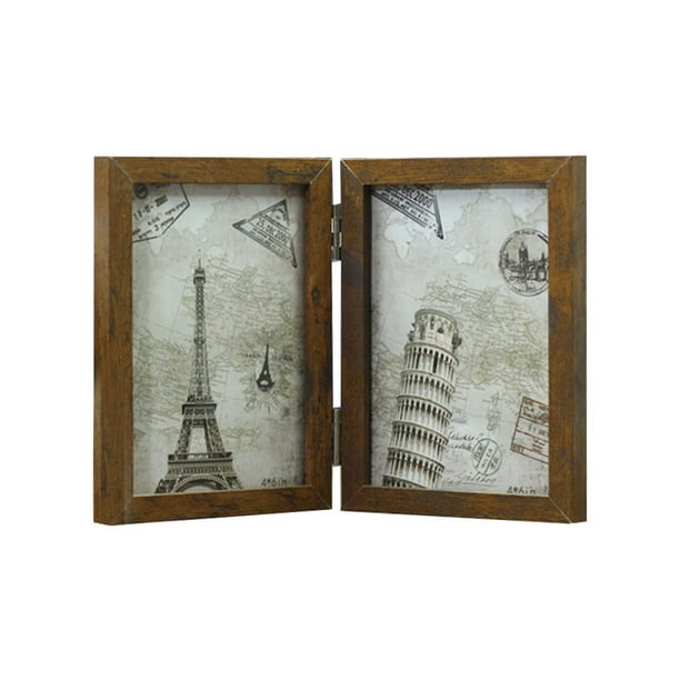 Marco de fotos de doble cara vintage plegable de combinación creativa de 7 pulgadas para uso de decoración