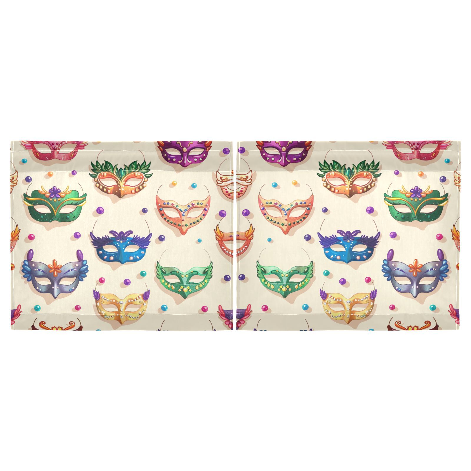 Carnival Masks Beads Kitchen Curtains Half Tier Curtain 2 Rod Pockets Bathroom Bedroom Cupborad Living Room 27"x36"