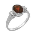 thumbnail image 1 of LBG British Made Real Solid 925 Sterling Silver Natural Garnet & Cubic Zirconia Womens Anniversary Ring - 33 size options - Size 6.25, 1 of 6