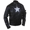 thumbnail image 3 of HIDE CRAFTS F&H Men's Black Leather Jacket, Genuine Leather, Captain Star Shield Design (US, Alpha, Medium, Regular, Regular, Black), 3 of 6