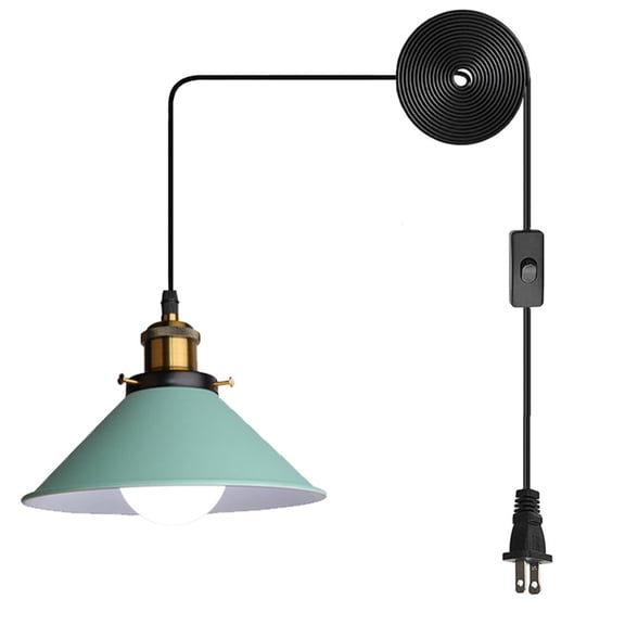 JLOWCO Led Hanging Lights with Plug in Cord,modern Pendant Lights Kitchen Island Lighting Farmhouse Kitchen Lighting Green (LED Bulb Include)