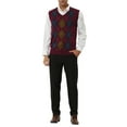 thumbnail image 2 of MODA NOVA Big & Tall Men's Casual Argyle Vest Sweater Slim Fit Knit Pullover Red LT, 2 of 5