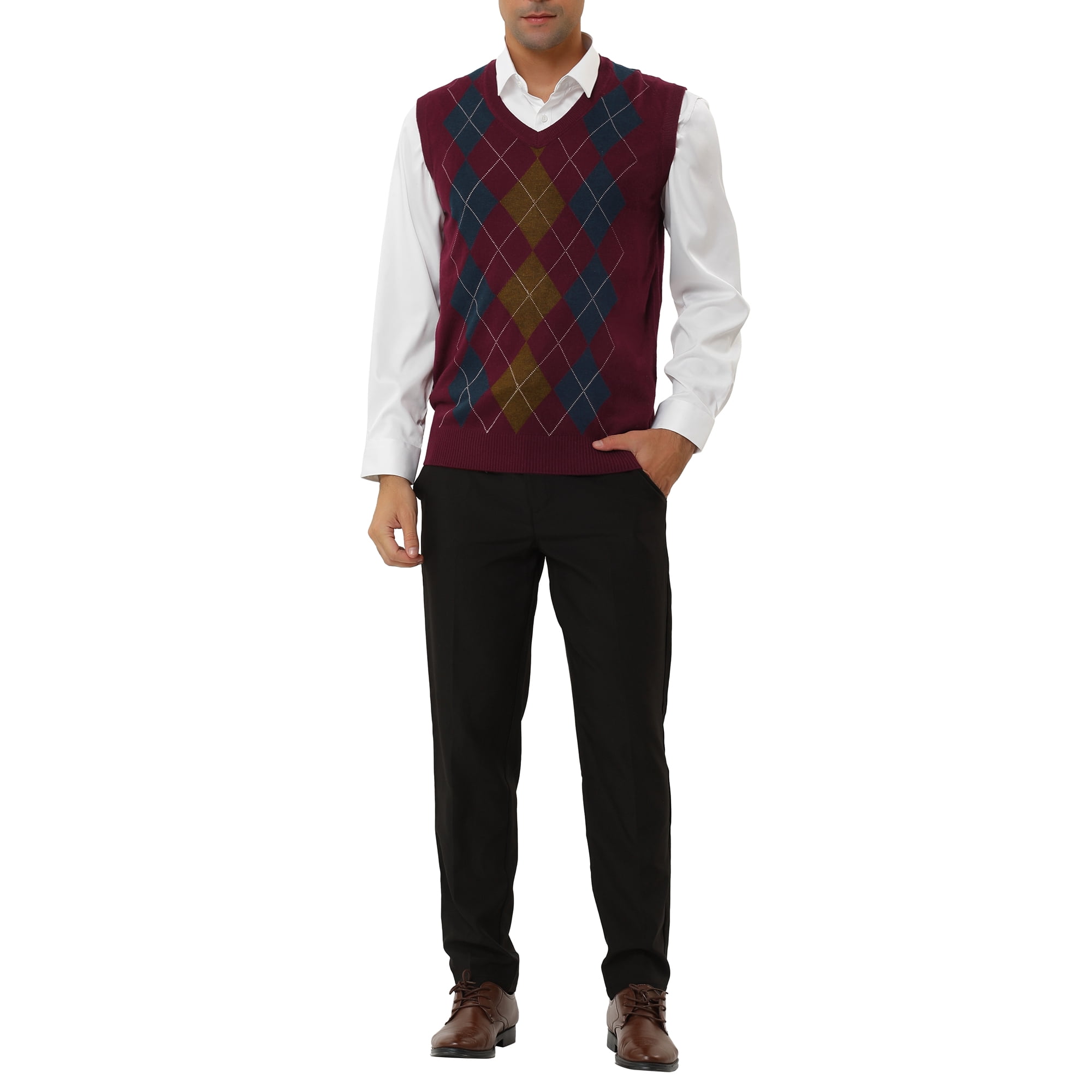 Losanges Pull Sans Manche Golf Pull Sans Manches Maille Ample