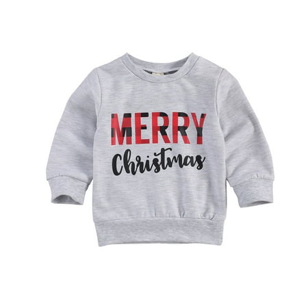 

Bagilaanoe Toddler Baby Boy Girl Christmas Sweatshirt Letter Print Long Sleeve Pullover 6M 12M 18M 24M 3T 4T 5T 6T Kids Loose Tee Tops