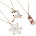 thumbnail image 2 of Long Christmas Necklace Pave Rhinestone Reindeer Snowflake Snowman Pendant Necklace Xmas Santa Holiday Festive Necklace Jewelry 3 Pack[l284], 2 of 2