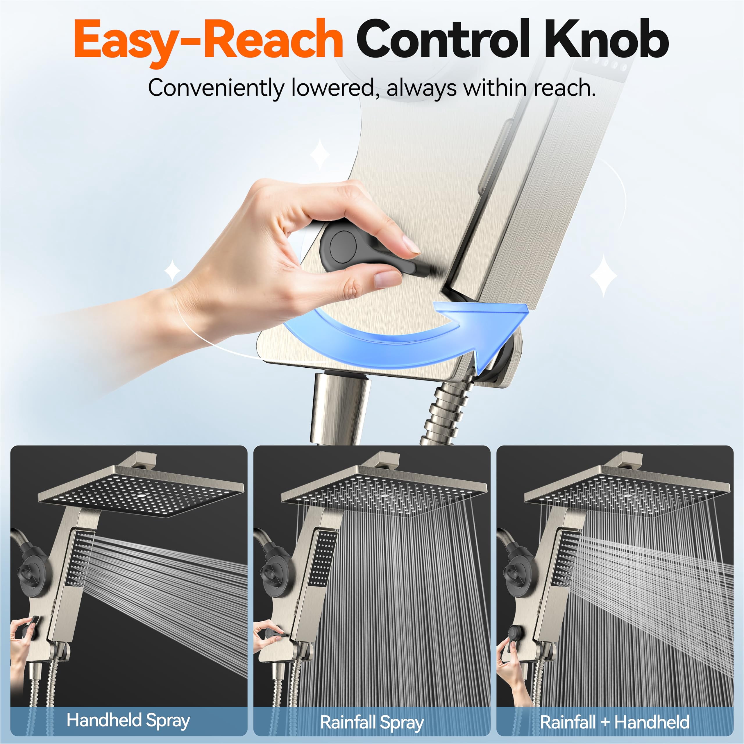 Filtered Rain Shower Head With Handheld Combo High 12'' Rainfall Heads & Detachable Wand Dual Showerhead Water Softener For Hard Easy Filter Replacement