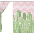 thumbnail image 3 of Coolnut 2PCS Sheer Curtains, 78"x55" Cute Cactus On Pink Wave Gauze Door and Window Voile Curtain Panels for Bedroom Living Room, 3 of 4