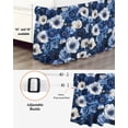 thumbnail image 4 of Blue Flower Ruffle Bed Skirt King Size Spring White Floral Pastoral Adjustable Elastic Dust Bed Skirts Wrap Around Bedskirt Wrinkle Free Easy Fit with 18 Inch Drop, 4 of 8