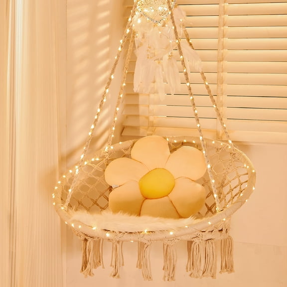Macrame Hanging Swing Chair With LED Lights, Standard Color