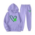 thumbnail image 1 of Gibobby Conjuntos de sudadera con bloques Nuevo Conjunto de Sudadera con capucha informal, , monocromática, Plus St, estampado de cuatro hojas, sudadera con c(Morado,CH), 1 of 2