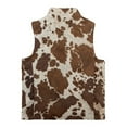 thumbnail image 5 of Xoenoiee Brown Cow Print Kids Full Zip up Vest Sleeveless High Neck Jackets Toddler Boys Girls Warm Lightweight Outwear for Travel Vacation, 7-8 Years, 5 of 7
