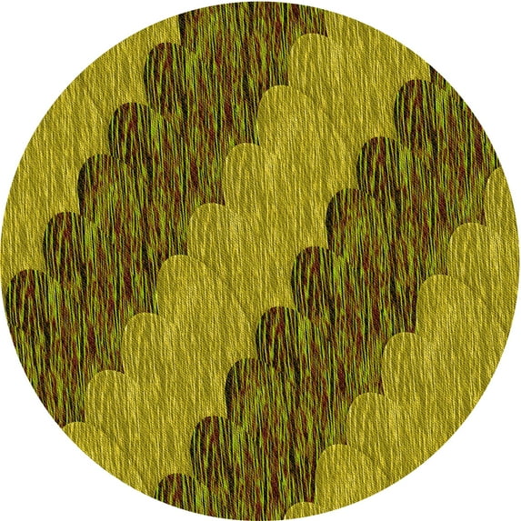 Ahgly Company Indoor Round Patterned Dark Bronze Brown Area Rugs, 6' Round