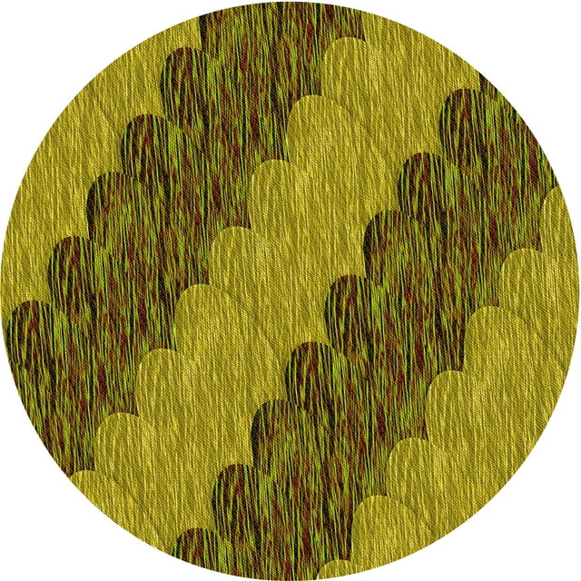 Ahgly Tapis Rond Lavable en Machine Intérieur Transitionnel Brun Bronze Foncé, 3 Pieds Rond