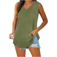 thumbnail image 1 of Timegard Débardeur pour Femmes Été Col en V Sans Manches Blouse Froncée Tunique Décontractée Basique, 1 of 7
